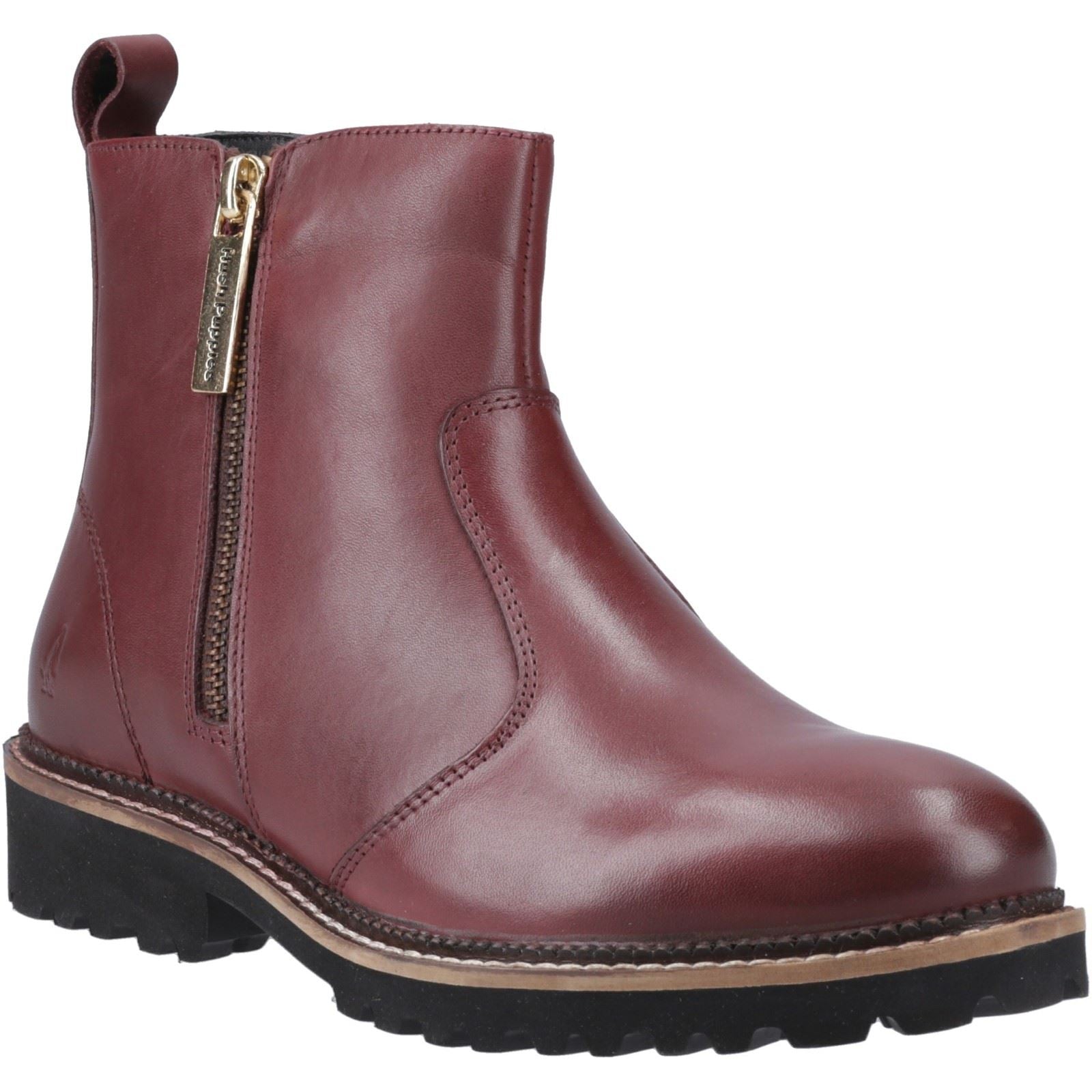 Hush Puppies model Grace Zip Boot Female in Burgundy