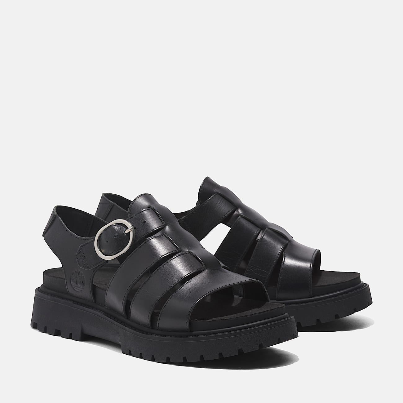 Timberland Clairemont Way Fisherman Leather Women's Black Sandals