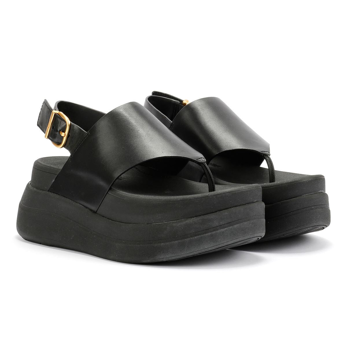 FitFlop F-Mode Leather Women's Black Sandals