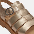 Timberland Clairemont Way Fisherman Leather Women's Gold Metal Sandals