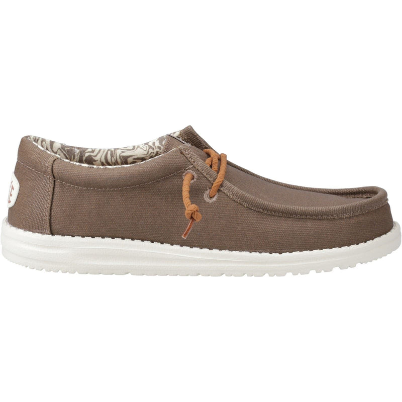 HEYDUDE Men's Wally Waxed Canvas Shoes in Walnut