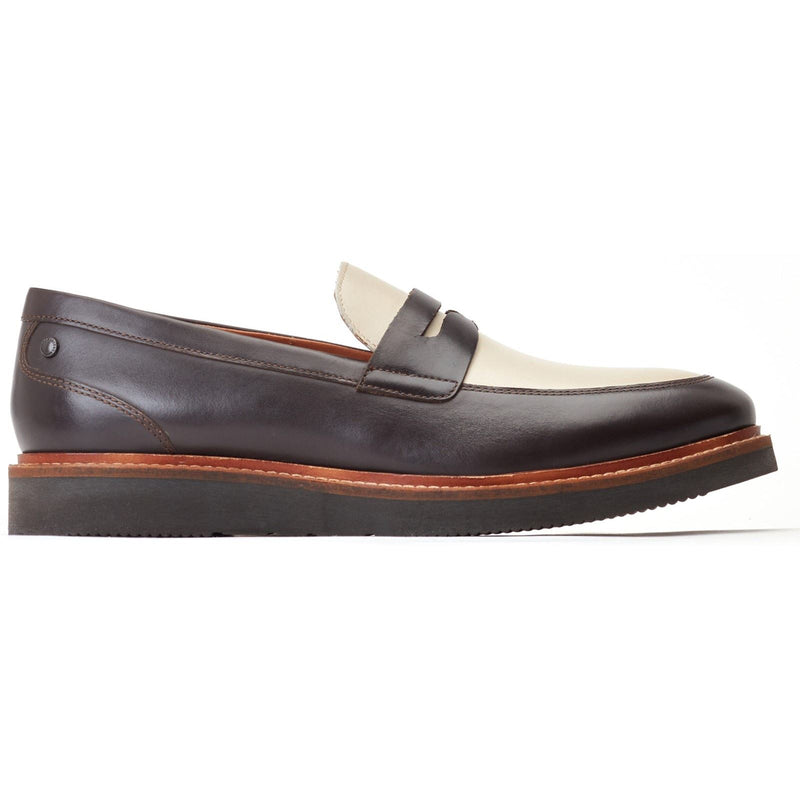 Base London Men's Sid Penny Loafer in Brown/Beige