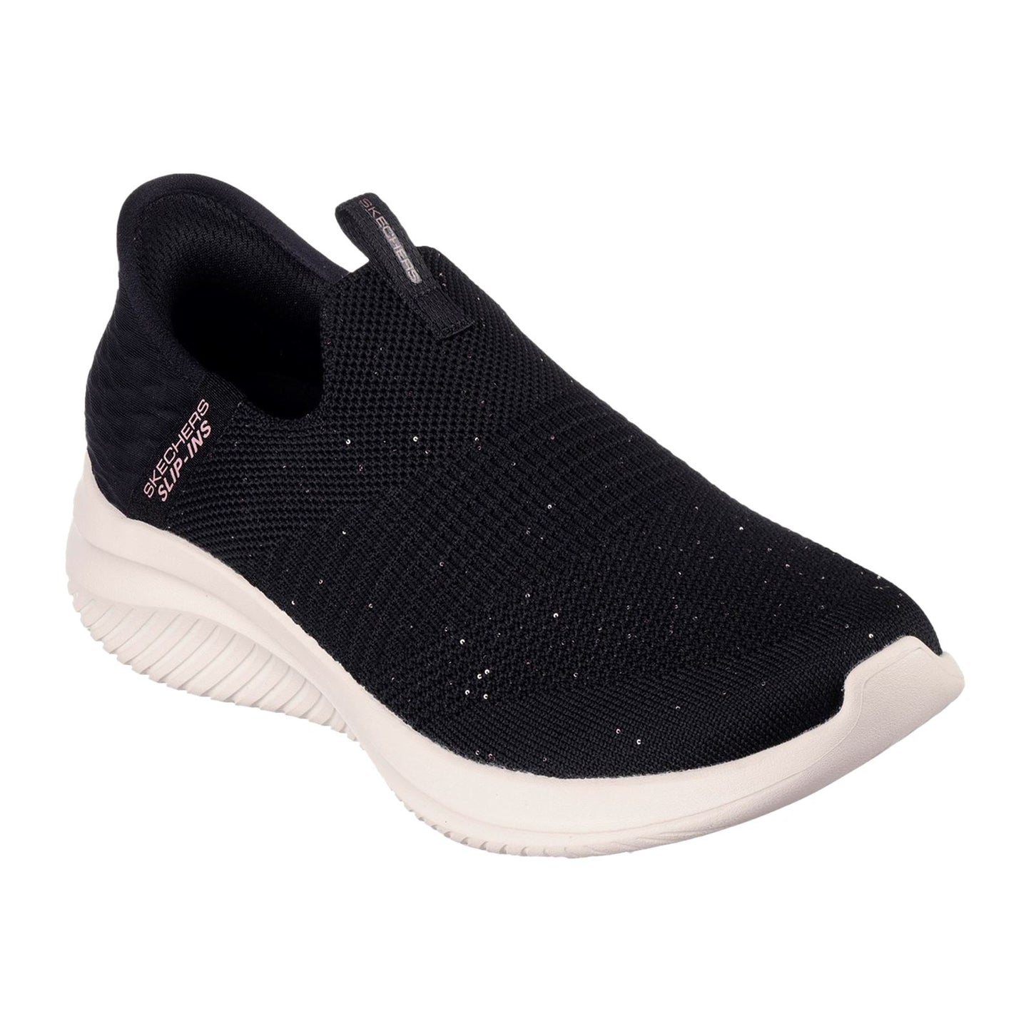 Skechers Women's Ultra Flex 3.0 Shoe in Black/Rose Gold
