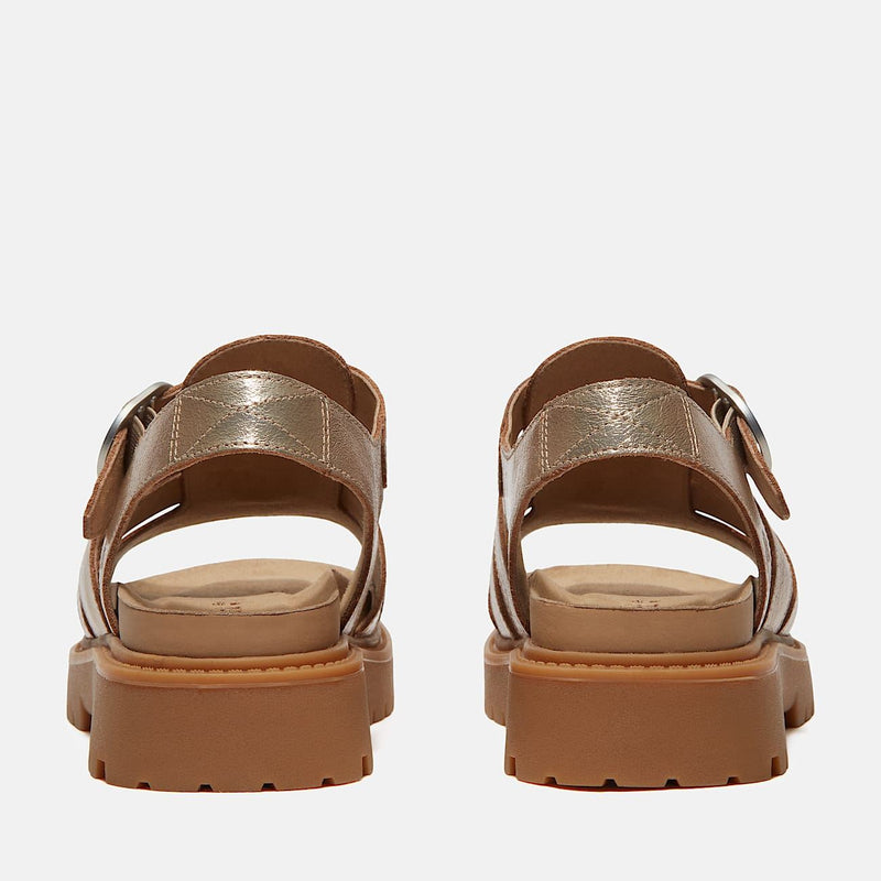 Timberland Clairemont Way Fisherman Leather Women's Gold Metal Sandals