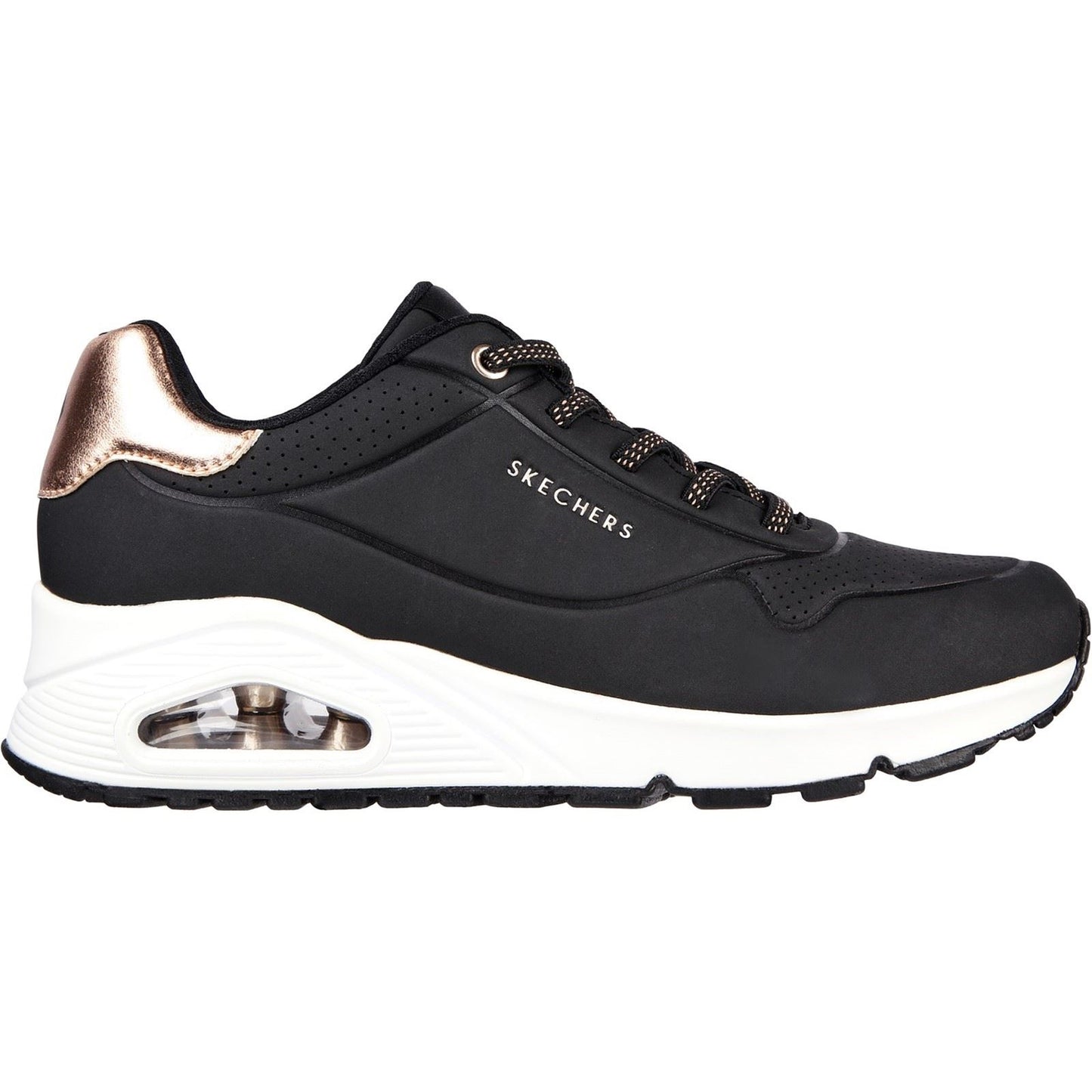 Skechers Women's Uno - Shimmer Away Trainer in Black