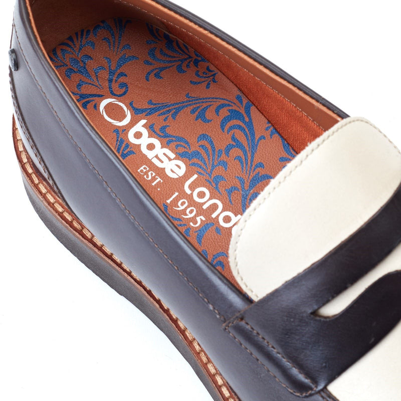 Base London Men's Sid Penny Loafer in Brown/Beige