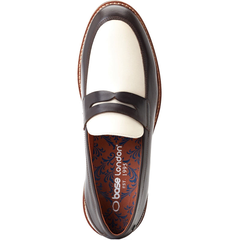 Base London Men's Sid Penny Loafer in Brown/Beige