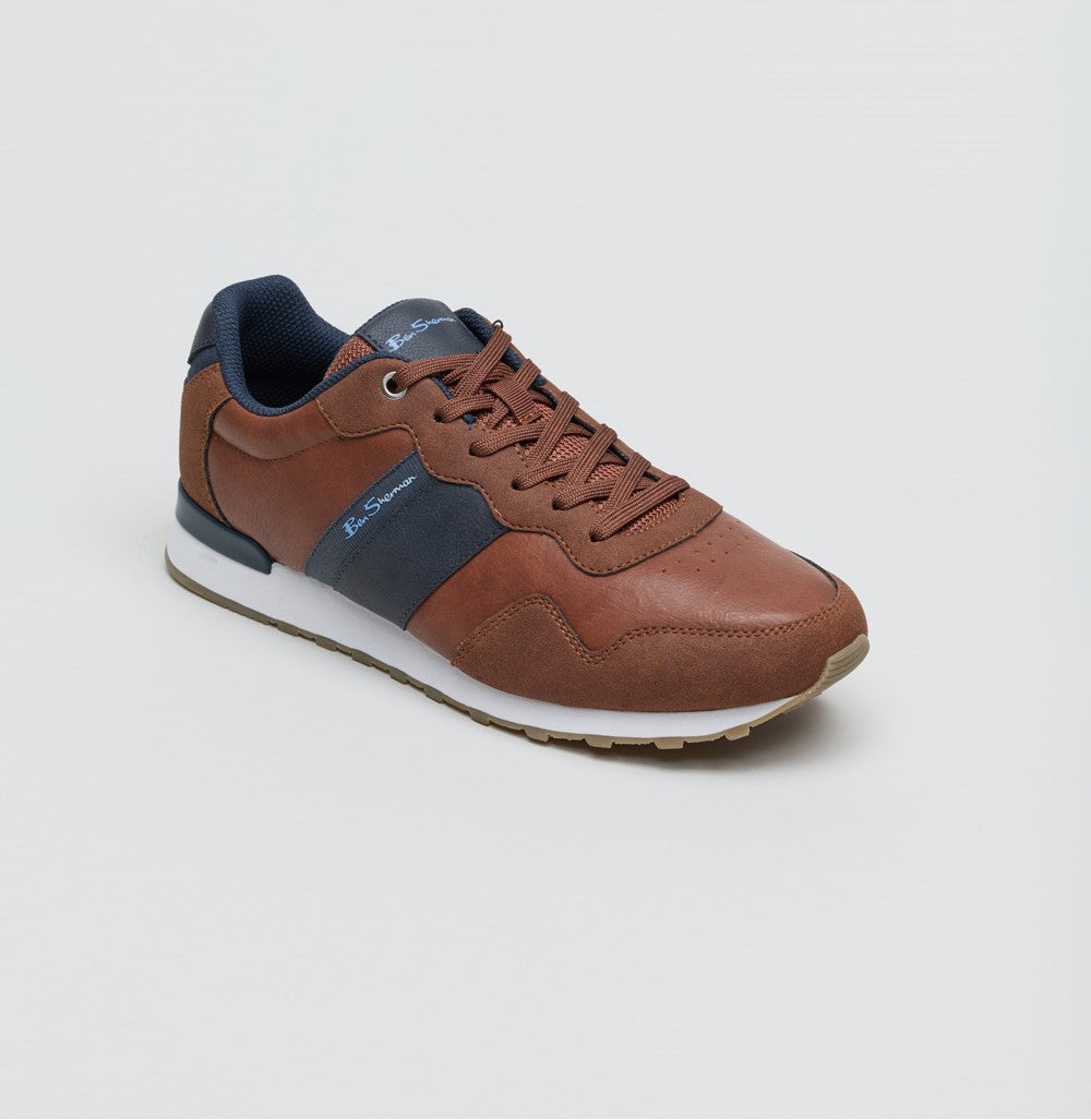 Ben Sherman - BS19003 MENS OWEN RETRO RUN TRAINER TAN/NAVY