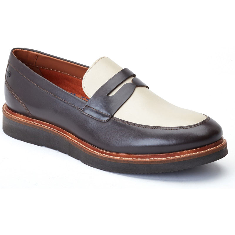 Base London Men's Sid Penny Loafer in Brown/Beige