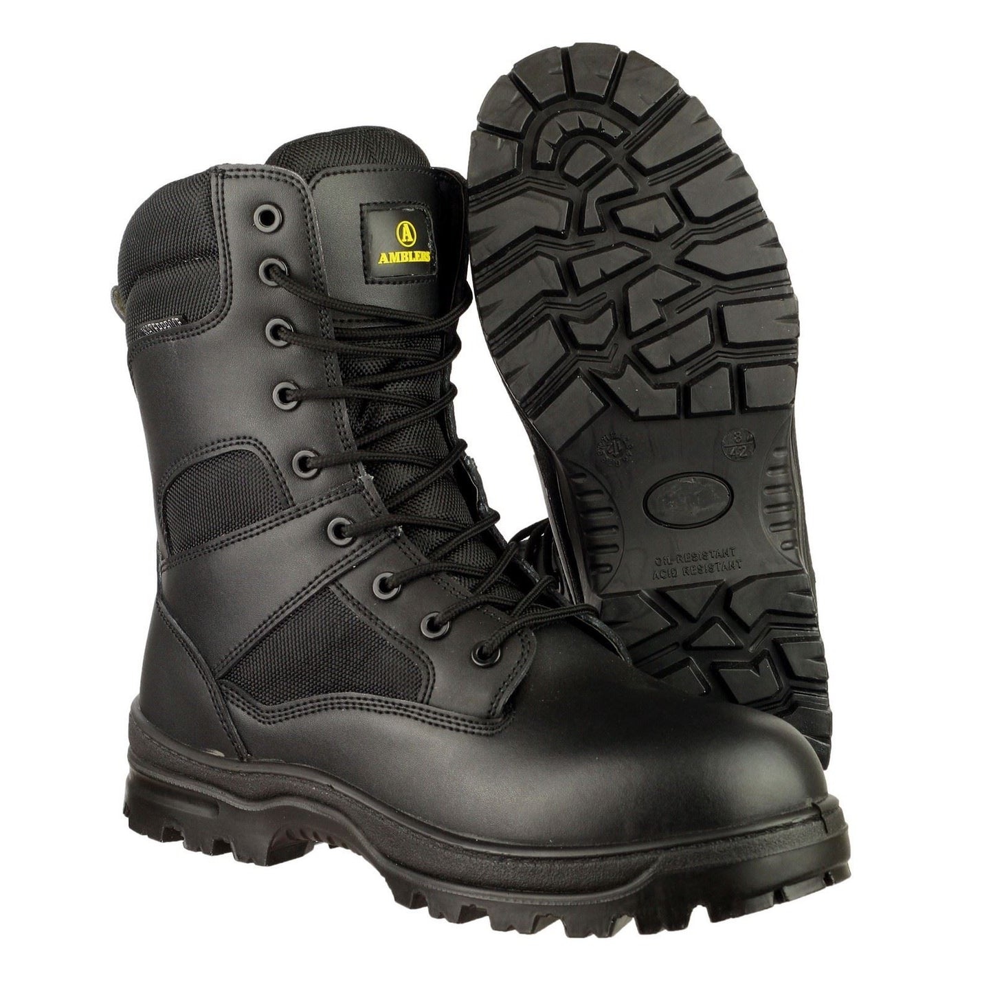 Amblers Safety Men's Combat Hi-Leg Waterproof Metal Free Boot in Black