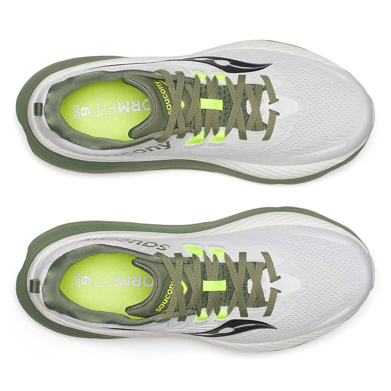 Saucony - S20933-136 MENS HURRICANE 24 WHITE/OLIVINE
