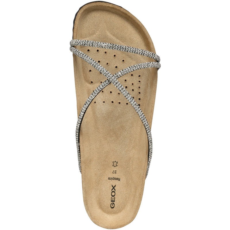 Geox D BRIONIA R Polyester Women's Black/Silver Sandals